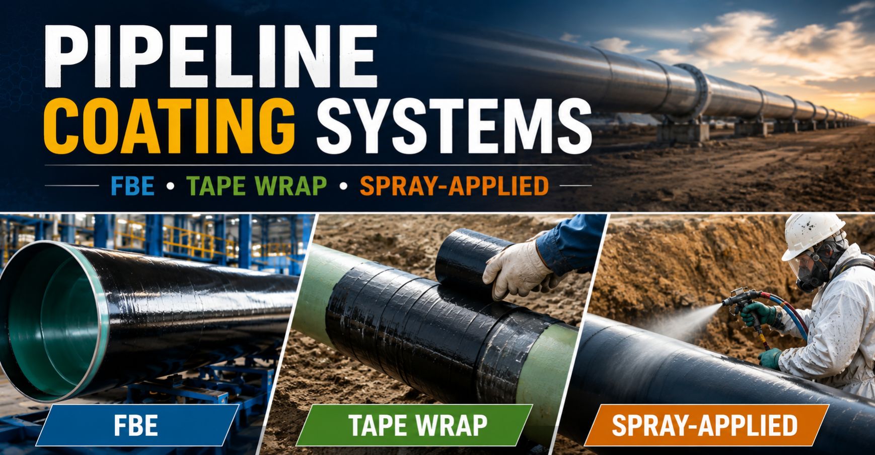 Pipeline Coating Systems Compared: FBE, Tape, and Spray-Applied